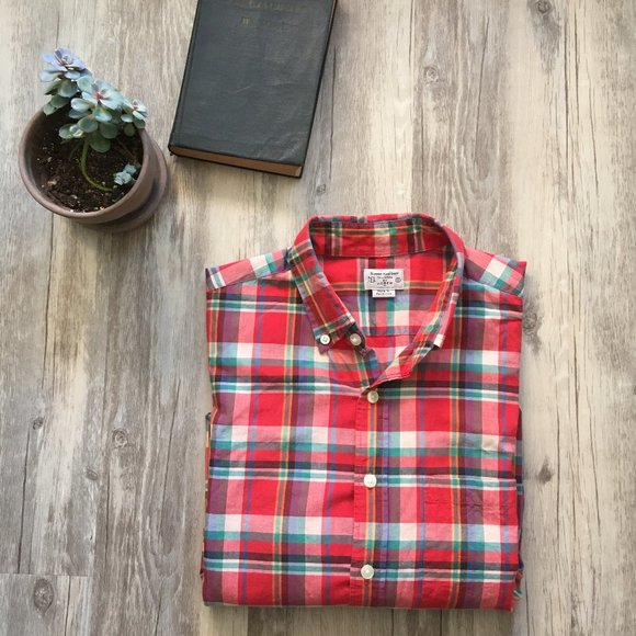 J. Crew Factory Summerweight Plaid Men's Shirt - Picture 4 of 4